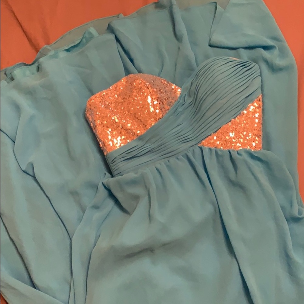 Christina Wu sequin chiffon strapless dress